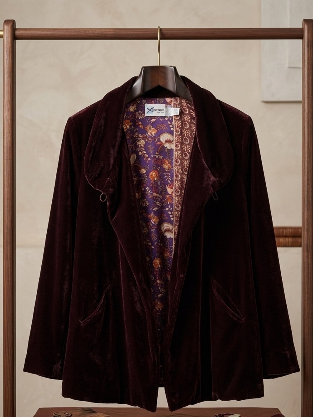 Betmar New York Brown Velvet Formal Jacket with Paisley Lining Size M/L